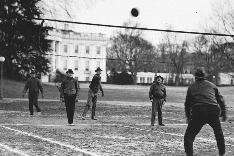 President Hoover playing on the White House lawn.