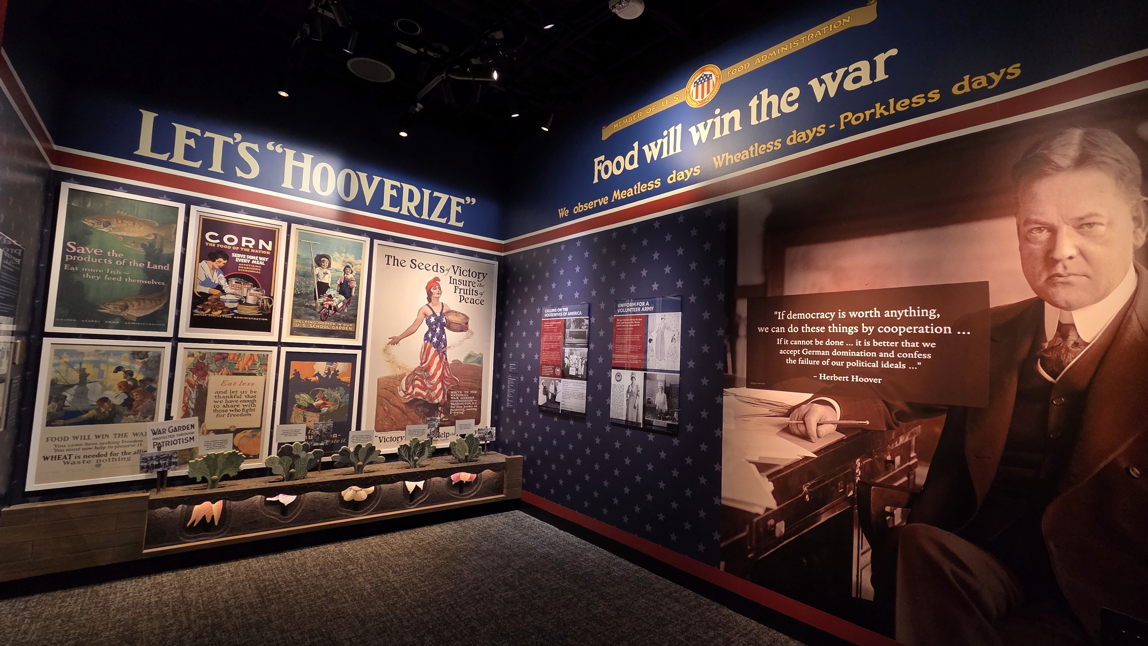 The "Food Will Win The War" gallery in the Herbert Hoover Presidential Library and Museum.