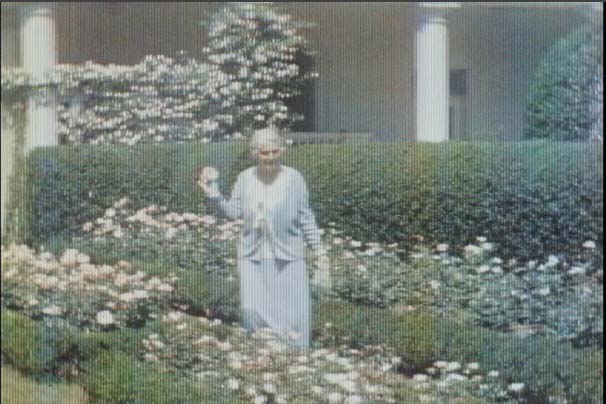 Early color movies of the White House, First Lady Lou Hoover in the gardens.
